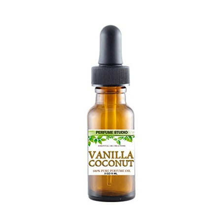 Vanilla Coconut Oil in a 15ml Amber Glass Dropper Bottle. Premium Grade Concentrated Vanilla Coconut Fragrance Oil used for Soap Making, Burners, Diffuser, Candle Making, Car Freshener, Perfume