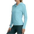 thumbnail image 6 of Craaazy Women's Full Zip Hooded Sun Protection Hoodie, Solid Color Long Sleeve Lightweight Athletic Top with Watch Cuff, Quick Dry Shirt for Sports, 6 of 8