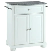 Bowery Hill Traditional Wood Kitchen Island with Granite Top in White