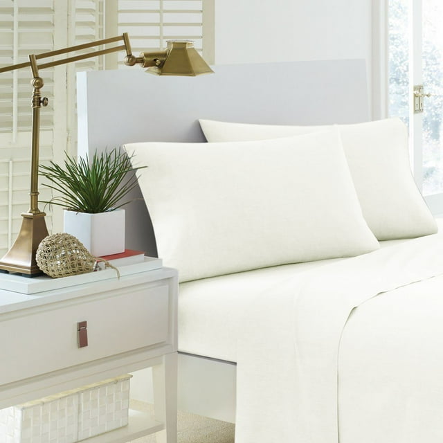 250 Thread Count Egyptian-Quality Cotton Solid Color Sheet Set (Full, Ivory)