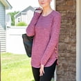 thumbnail image 4 of gakvbuo Plus Size Pullover Sweaters For Women Long Sleeve Sweatshirts Fall Tunic Tops Women Casual Long Sleeve Solid Shirts Lightweight Round Neck Button Down Tunic Tops, 4 of 8