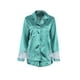 thumbnail image 1 of Txlixc - Pijama de 2 uds para mujer, blusa con puños de plumas de manga larga lisa/de retazos, pantalones cortos, ropa suelta para dormir/ropa para el hogar Txlixc Estilo de ocio, 1 of 4