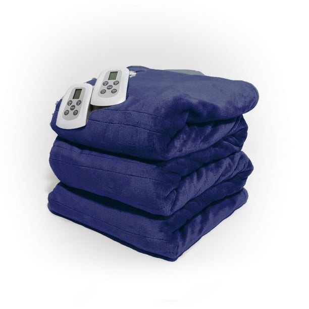 Westerly Queen Size Electric Heated Blanket with Dual Controllers, Navy