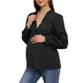 thumbnail image 1 of CAMISAS DE MATERNIDAD CHIC INSPIRADORAS PARA MUJERES, CON BOTONES, DE MANGA LARGA, DE ALGODÓN JACQUARD, SEMI TRANSPARENTES, PARA EMBARAZADAS, BLUSA DE OFICINA XL NEGRA, 1 of 6