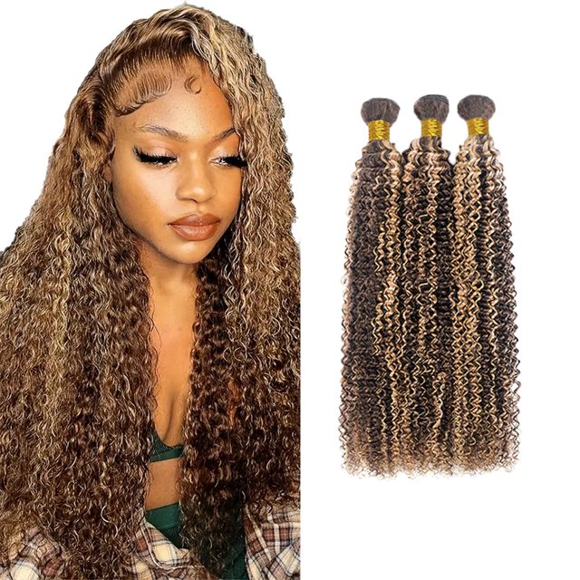Hair Bundles HuxoWax Highlight P4/613 Kinky Curly 60-70 cm, 3 paquetes
