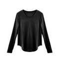 thumbnail image 6 of Diufon Womens Fall Tunics Cotton Solid Color Pullover Tops Round Neck Long Sleeve Tops, 6 of 7