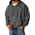 thumbnail image 4 of Delconic Mens Pullover Hoodie Long Sleeve Casual Athletic Sweatshirt with Kangaroo Pocket Drawstring Hood Relaxed Fit Dark Gray XL, 4 of 6