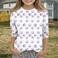 thumbnail image 2 of SERTG Hauts Mignons pour Enfant Printemps Automne Été Manches 3/4 Col Rond Mignon T-Shirt de Sortie Imprimé Mode Tenues Manches Mi-Longues 3-12 Ans (Violet#4,7 Ans), 2 of 6