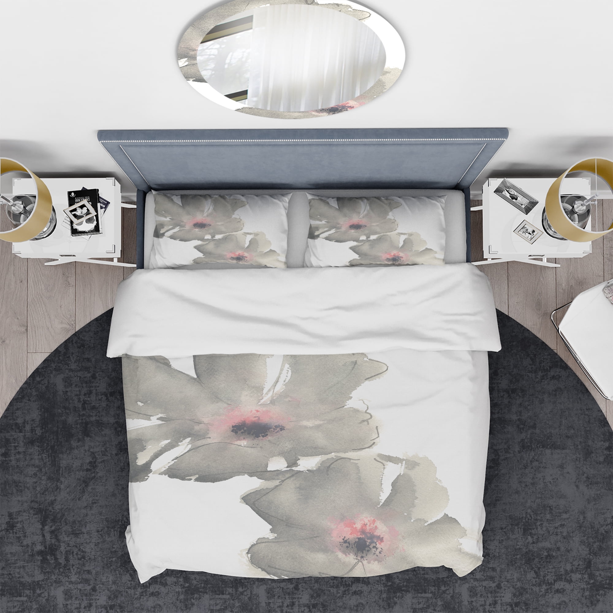 Designart 'Shabby Gray Blush Cosmo II' Shabby Duvet Cover Set