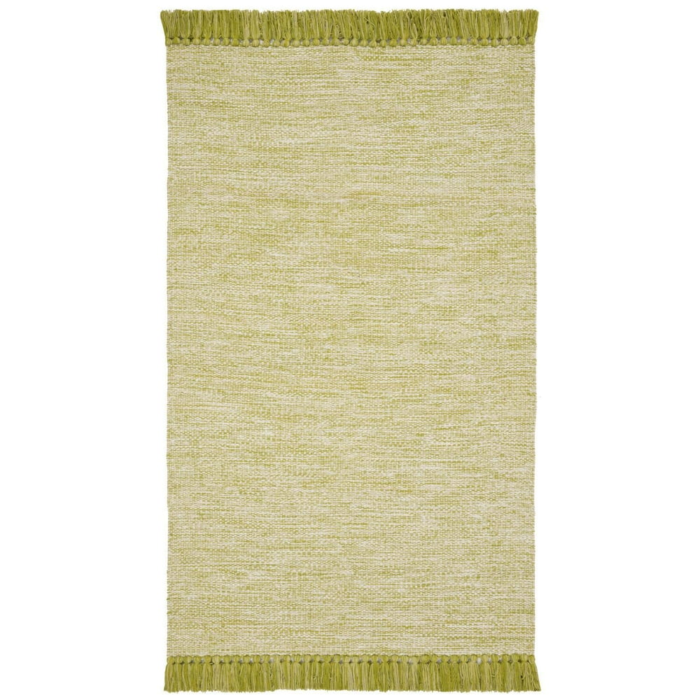 SAFAVIEH Montauk Justin Solid Braided Cotton Area Rug, Olive/Green, 3' x 5'