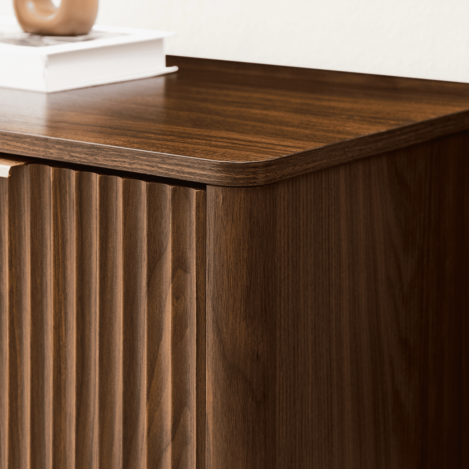 TrumanPick 67" Fluted Walnut Buffet Cabinet Sideboard with Storage, Large Credenza with 6 Doors, Wood Mid Century Modern Sideboard for Kitchen Living Room