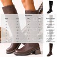 thumbnail image 3 of Knee High Boots Women Square Toe Pull On Wide Calf Riding Fashion Buckles Chunky Metallic Casual Vintage Buckle Black 8.5(41), 3 of 9