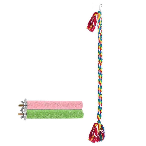 Soporte De Percha De Pájaro Percha De Cuerda De Pájaro Flexible Con Campana Estante De Soporte De Pájaro De Algodón Colorido Para Periquitos Cacatúa Guacamayos Tortolitos Pinzones 3 Uds Scienceny PT000758-00
