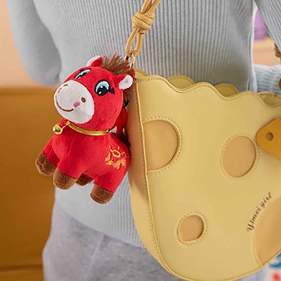 Smile Horse, 2026 Chinese New Year Horses Plush, 4.72in Funny Horse Plushie Figurine, Chinese Lunar New Year Mascot Zodiac Ornament for Home Store Tabletop Decor, Red (Smiling)