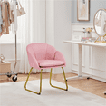 thumbnail image 2 of Yaheetech Flower Shape PU leather Armchair with Golden Metal Legs, Simple Pink, 2 of 9