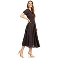 thumbnail image 3 of Sakkas Cotton Crepe Smocked Peasant Gypsy Boho Renaissance Mid Length Dress - A-Black - One Size, 3 of 5