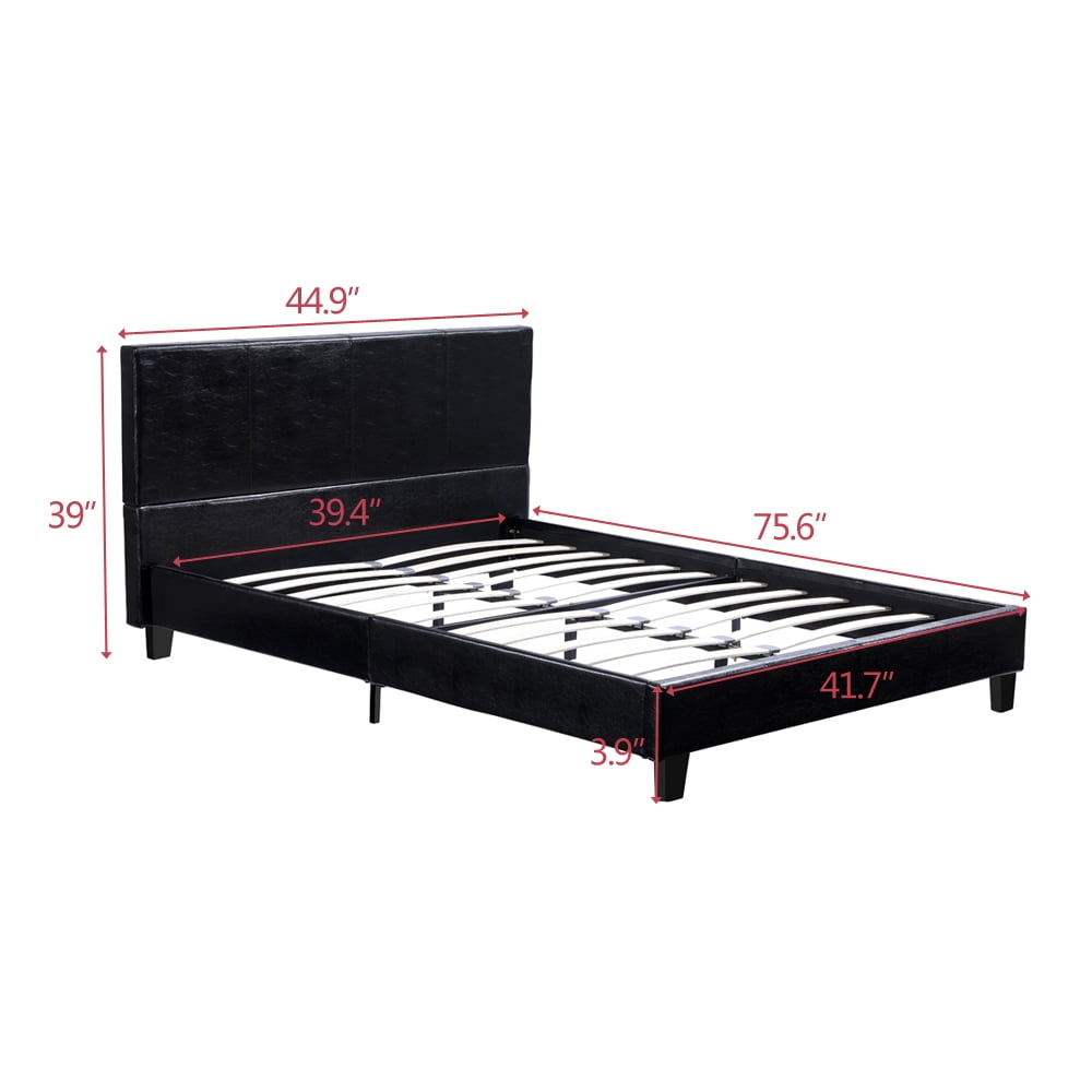 Lowestbest Simple Contemporary Wood Slat Bed, Twin, Black