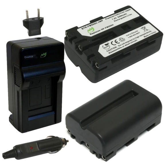 Replacement for Sony NP-FM500H Battery (2-Pack, 2200mAh) and Charger with Car Adapter