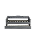 thumbnail image 7 of Twin Velvet Upholstered Daybed with Trundle &amp; USB Charging | Mid-Century Style, Wood Slat Support, Gray | Ideal for Bedroom, Guestroom, Dorm | 81.1" L, 7 of 7