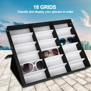 Wchiuoe 18 Grids Glasses Display Case Sunglasses Storage Box Organizer Glasses Jewelry Display Box, Eyeglasses Display Box