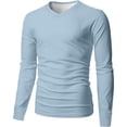 thumbnail image 3 of Felirenzacia Men's V Neck Sweatshirt, Casual Lightweight Cotton Long Sleeve Pullover Shirt Top,Light Blue,L, 3 of 6