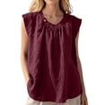 thumbnail image 2 of CQONEPT Womens Sunmmer Tops Cotton Linen Tank Tops Crewneck Loose Casual Sleeveless Summer Vacation Shirts Wine 3XL, 2 of 7