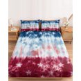 thumbnail image 2 of Twin Sze Fitted Sheet Set - Blue White Red 2 Piece Bedding Sets 16" Deep Pocket Fitted Sheet with 1 Pillowcase, Tie-dye American Flag Star Abstract Brushed Microfiber Hotel Luxury Bed Sheets, 2 of 9