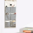 thumbnail image 4 of Tkrady Linen Cotton Fabric 6 Pockets Wall Door Cloth Hanging Storage Bag Home Organizer (Black Stripe), 4 of 4