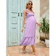 thumbnail image 3 of OYang Maternity Boho Summer Dress Ruffle Sleeveless Swing Maxi Dress Baby Shower Photoshoot Light Purple 2XL, 3 of 8