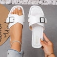 thumbnail image 4 of KEGIRLOM Women's Casual Versatile Plus-Size Shoes Spring/Summer Style Trendy Comfortable Flat Heel Roman Style One-Strap Casual Beach Sandals. White 8.5, 4 of 9