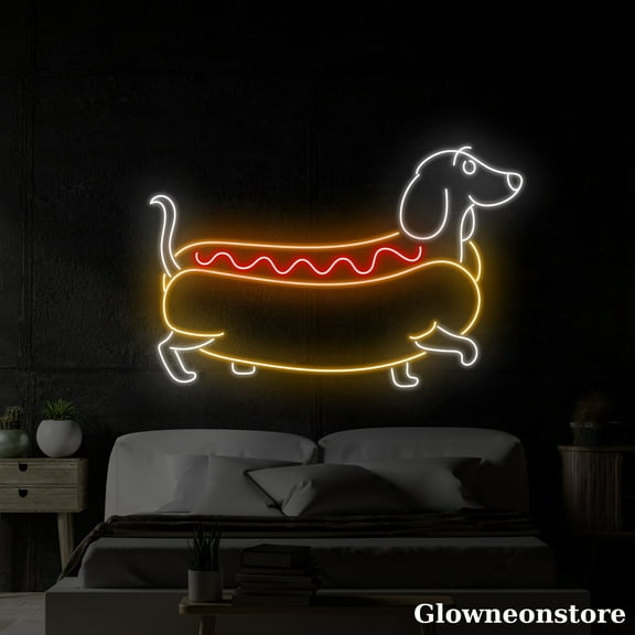 Glowneon Dachshund Dog Neon Sign, Sausage Dog LED Sign, Dachshund Lover Gift, Hot dog Led Light