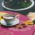 thumbnail image 2 of Ambesonne Emoji Fitted Round Tablecloth, Asian Floral Art Funny Faces, 36"- 40" Diameter, Hot Pink and Mustard, 2 of 4