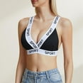 thumbnail image 2 of ManxiVoo Contrast Trim Bralette with Fashionable Letter Detail Comfortable Wireless Triangle Cup Top M Size Black, 2 of 5