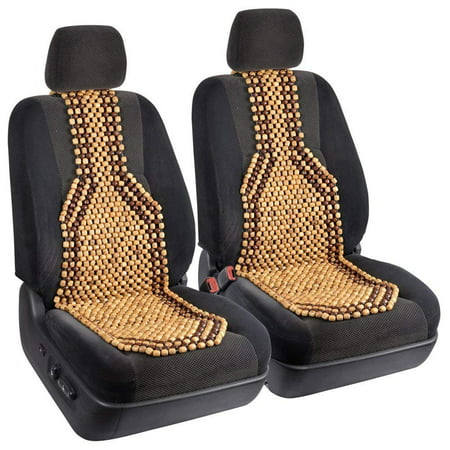 2pc Beaded Massage Wood Cushion Seat Covers - Sweat-Free Classic Comfort for Car Home Office - Set of