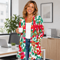 thumbnail image 6 of Women's Plus Size Abstract Floral Cardigan, Long Sleeve Open Front Tunic with Pockets, 6 of 8