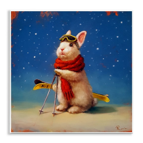 Stupell Industries First Snow Bunny & Skis Wall Plaque Art design by Lucia Heffernan, 12 x 12
