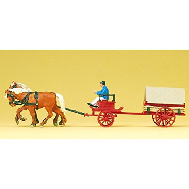 1900 Era Carro de carbón tirado por caballos con modelos Rider HO Preiser Preiser 787551687071