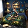 thumbnail image 3 of meiyoeat Forest Book Blue Dragon Twin Bedding for Boys Girls Kids, Magical Animal Bedding Comforter Set, Teal, Blue Reversible, 7pcs, 3 of 5