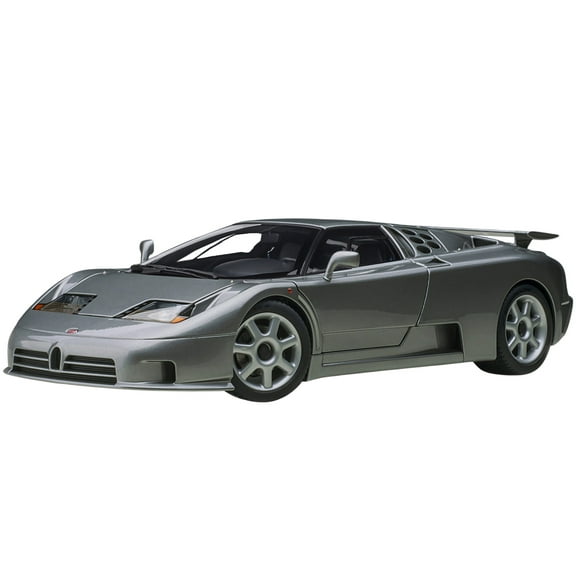 Bugatti EB110 SS Super Sport Grigio Metalizzatto Silver Metallic with Silver Wheels 1/18 Model Car by Autoart