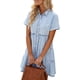 thumbnail image 3 of VISgogo Vestido de mezclilla de verano para mujer, solapa de color sólido Botones de manga corta Casual de una pieza para damas, S / M / L / XL VISgogo  moda, 3 of 9