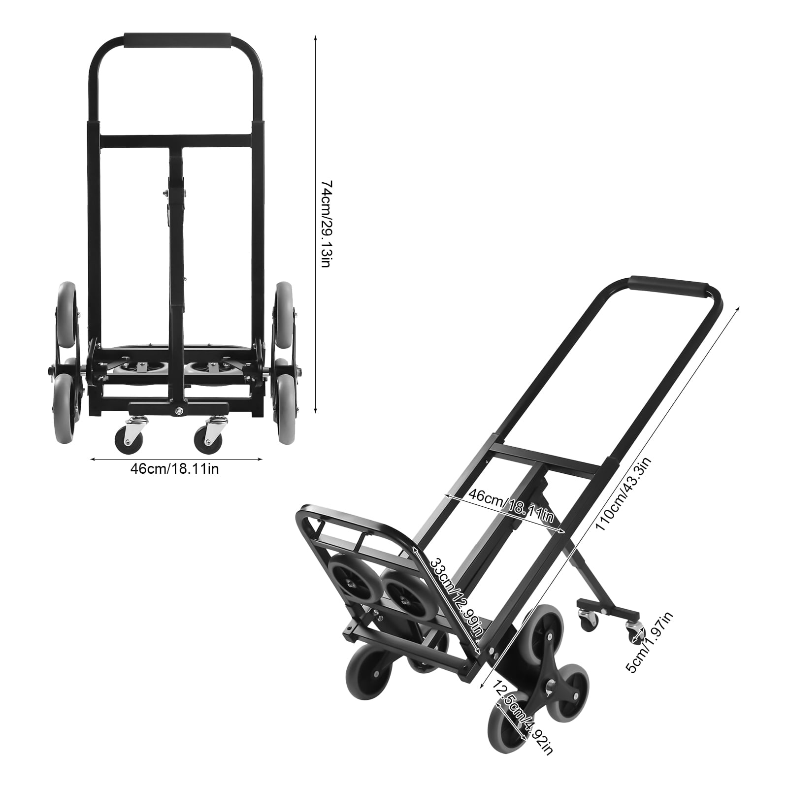 Durable Aluminum Foldable Hand Truck with Tri-Wheeled Design for Flat and Stair Transport, 551lbs Capacity, Portable & Adjustable
