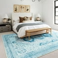 thumbnail image 2 of Balacho Boho Vintage Oriental Faux Wool Area Rug, 4' x 6', Blue, 2 of 7