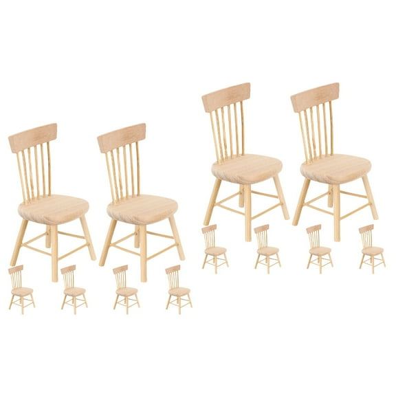 Masteelf 12 Pcs Miniature Chair Doll Furniture Wooden Chair Ornament Mini House Decorations for DIY