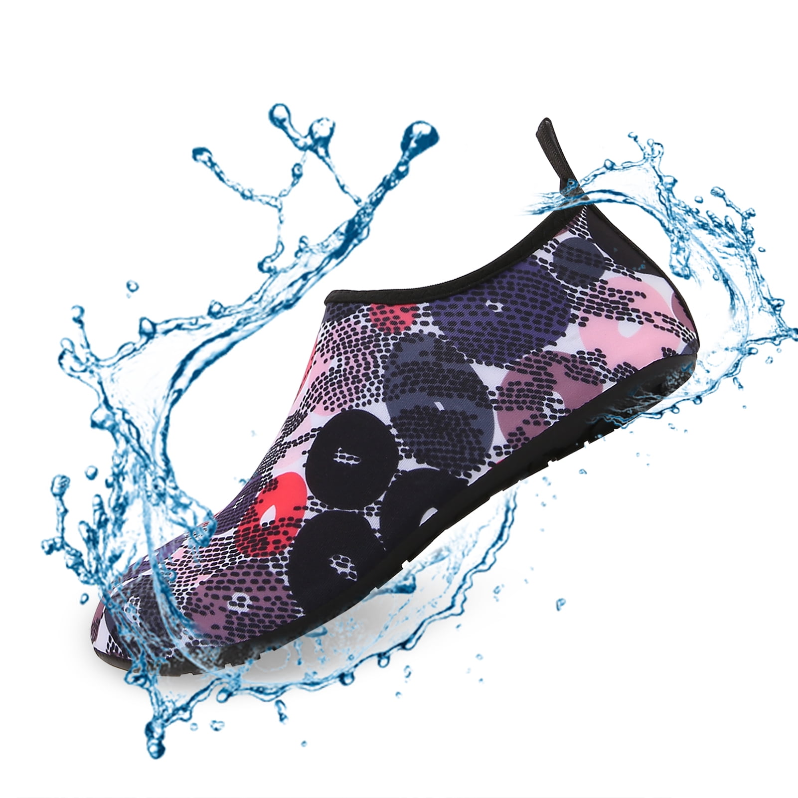Men and Women a Slip On Barefoot Quick-Dry Beach Aqua Yoga Water Shoes (Pebble/Navy Red, 11-12 Women/9.5-10 Men)