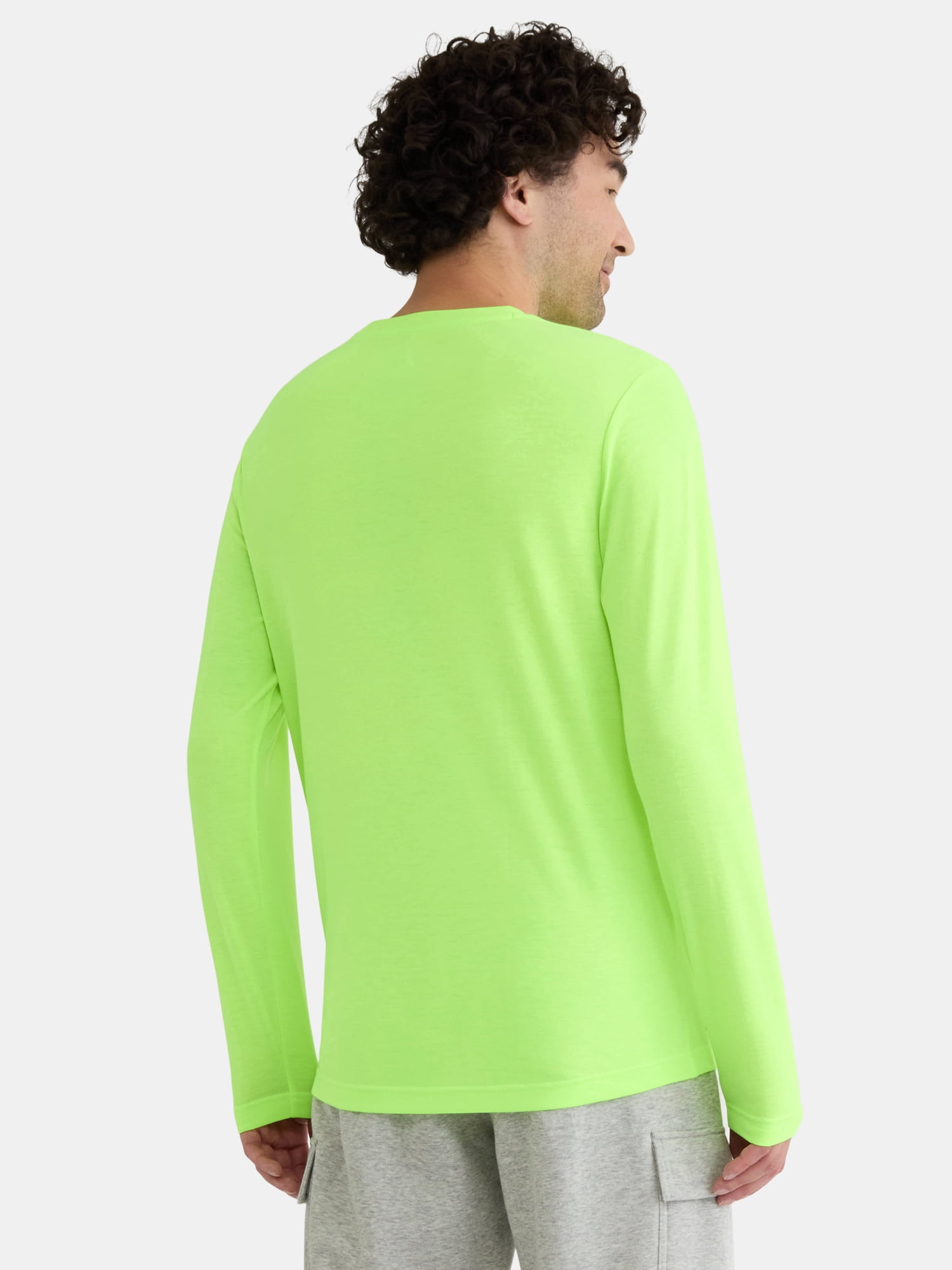 Athletic Works Men's and Big Men's Tri Blend Long Sleeve Pocket Tee, Sizes XS-5XL