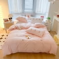 thumbnail image 4 of MorroMorn Twin Duvet Cover Cotton, 3D Embroidery Twin Bedding Sets Pink Bed Set, Fluffy Chenille Embroidered Comforter Covers Soft Sweat-Absorbing for Girls Kids Teen (Flowers Pink, Twin/Twin XL), 4 of 6