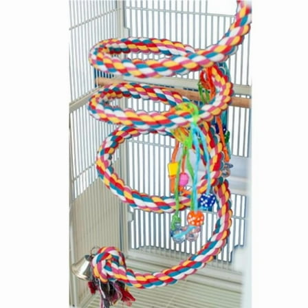 A&E Cage HB553F Fancy Large Rainbow Cotton Rope Boing with Bell