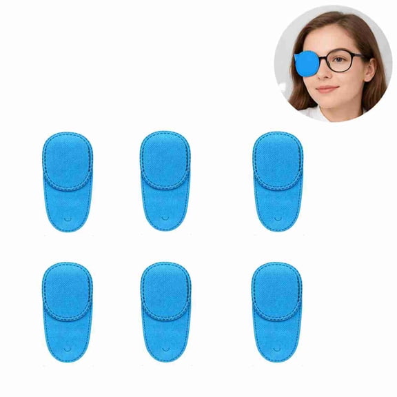 MODANU 6 Pack Glasses Eye Patch, Reusable Non-Woven Eye Patches for Adults Kids Lazy Eye Amblyopia Strabismus, Blue