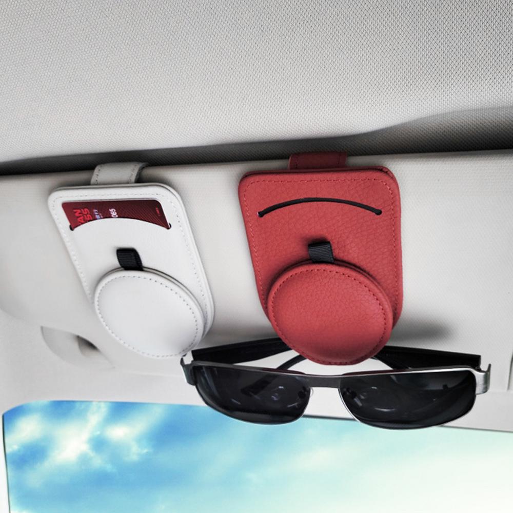 Pwtool Sunglasses Holder for Car Visor Leather Storage Clip Organizer for  Sun Visor with Easy One Handed Operation Conveniently Holds Cards Glasses  beneficial - Walmart.com