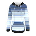 thumbnail image 5 of Scyoekwg Women'S Sweatshirts Fall Hoodies Casual Hooded Button Drawstring Sweatshirt Pocket Long Sleeve Trendy Pullover Tops Striped Printed Graphic Sweatshirt (Light Blue,XL), 5 of 5